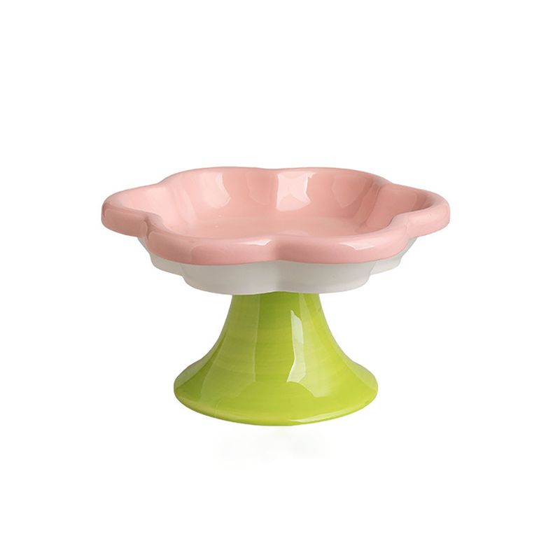 Qinhul Gamelle surélevée en céramique pour chat en forme de fleur