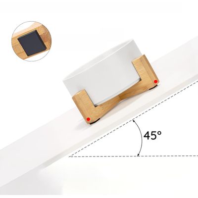 Qinhul Gamelle pour chat en céramique avec support en bambou