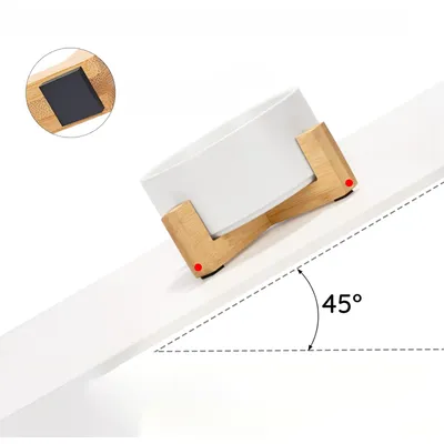 Qinhul Gamelle pour chat en céramique avec support en bambou