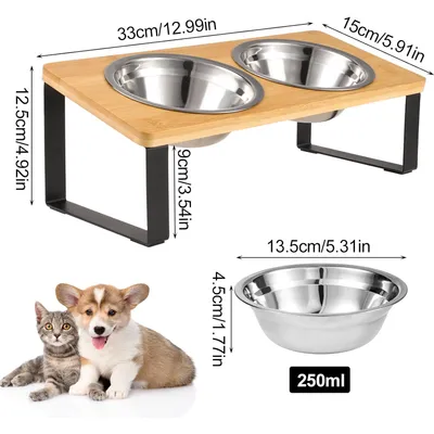 Qinhul Gamelle surélevée en acier inoxydable pour chat