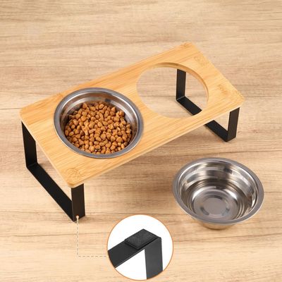 Qinhul Comedero elevado de acero inoxidable para gatos