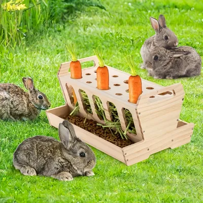 FurryFusion Mangeoire à foin pour lapin en bois