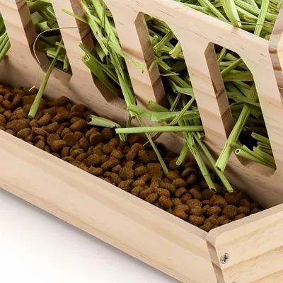 FurryFusion Mangeoire à foin pour lapin en bois