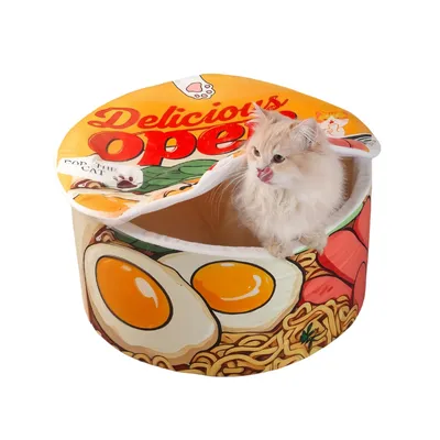 FurryFusion Cama para gatos con forma de fideos instantáneos