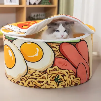 FurryFusion Cama para gatos con forma de fideos instantáneos