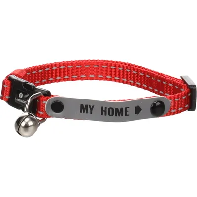 Collier Jaggo Rouge avec bande "my home" pour chat