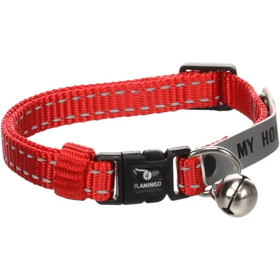 Collier Jaggo Rouge avec bande "my home" pour chat