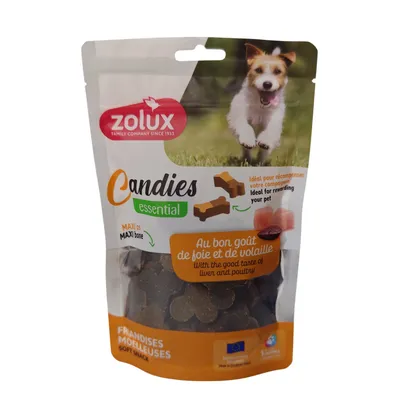 Friandises Maxi Os bi gout volaille foie CANDIES 150 g pour chiens
