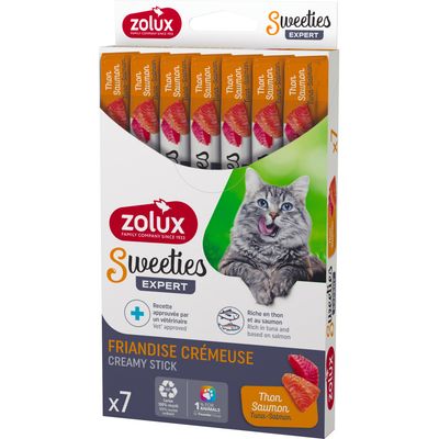 Sticks crème de thon et saumon 7 x 14 g pour chat