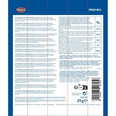 Friandises Premio Sticks Quintett avec saumon et truite 25 g