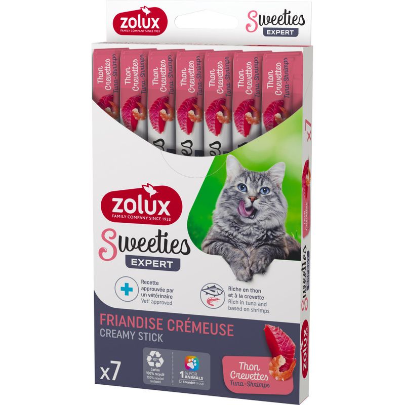 zolux - Sticks crème de thon et crevette 7 x 14 g pour chat