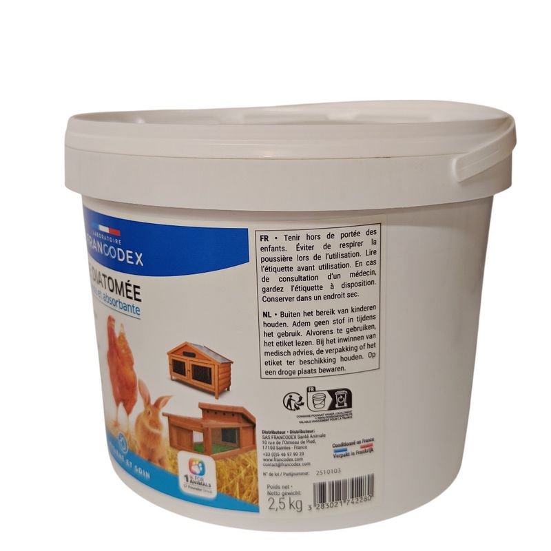 Francodex - Terre de diatomée 2,5kg pour poulaillers, clapiers et litières