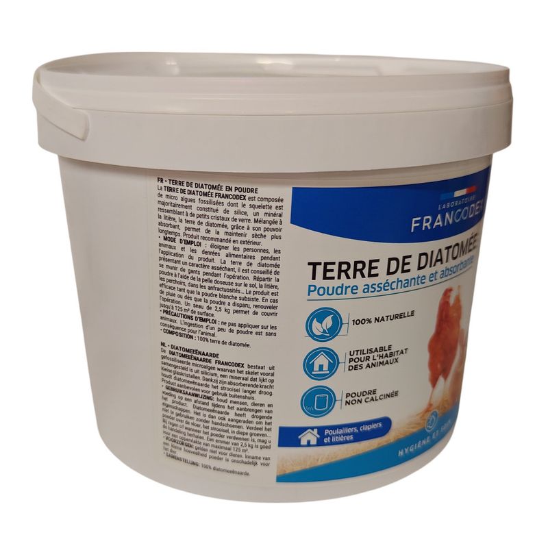 Francodex - Terre de diatomée 2,5kg pour poulaillers, clapiers et litières