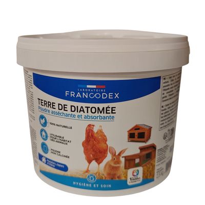 Francodex - Terre de diatomée 2,5kg pour poulaillers, clapiers et litières