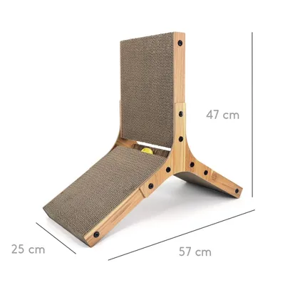 Griffoir Triangulaire en Bois pour Chat avec Herbe à Chat