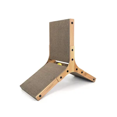 Griffoir Triangulaire en Bois pour Chat avec Herbe à Chat Griffoir Triangulaire en Bois pour Chat avec Herbe à Chat