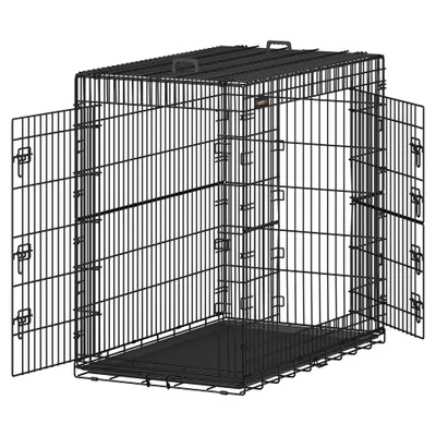 Cage pour Chien Pliable avec 2 Portes, 122 x 74 x 114 cm, Taille XXL