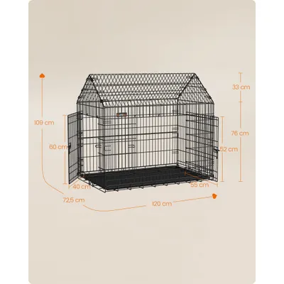 Cage pour Chien Pliable, 120 x 72,5 x 109 cm, XXL, avec Double Porte