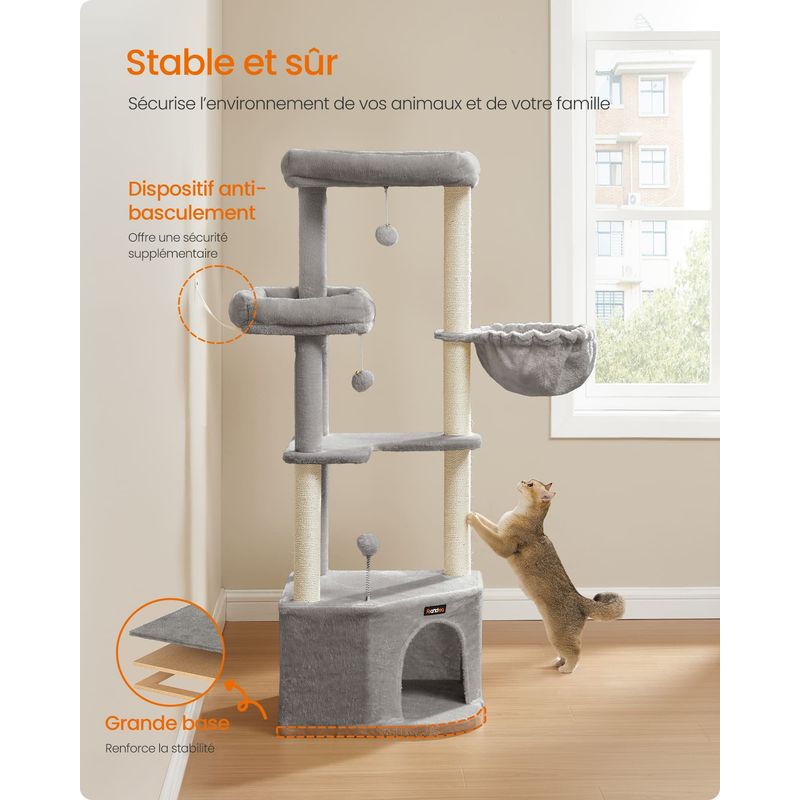 Arbre à Chat 48,5 x 48,5 x 140,7 cm avec Niche Grandes Plateformes
