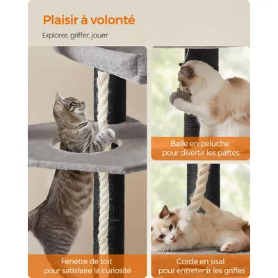Arbre à Chat Tour de Jeux à Plusieurs Niveaux XXL 55 x 55 x 186,7 cm