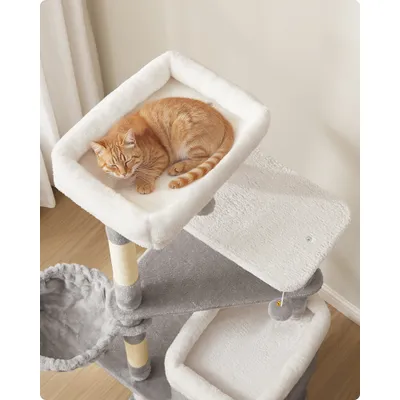 Arbre à Chat 150 cm de Haut, avec 2 Grandes Niches, 3 Plateformes
