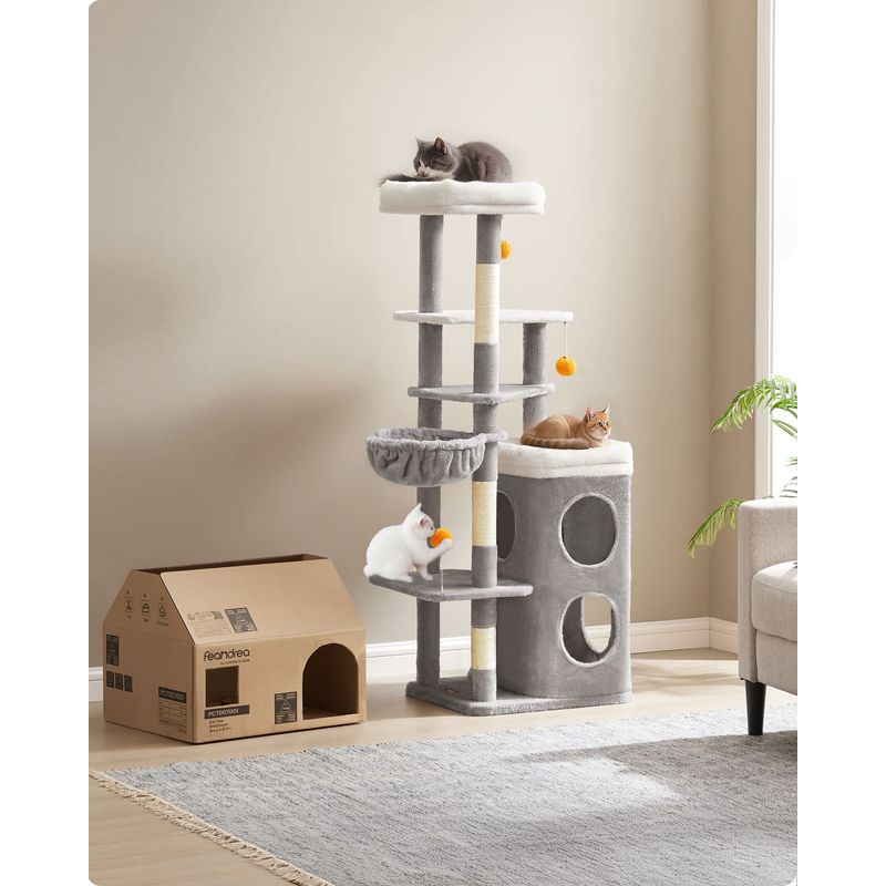 Arbre à Chat 152 cm de Haut, avec 2 Grandes Niches, 3 Plateformes