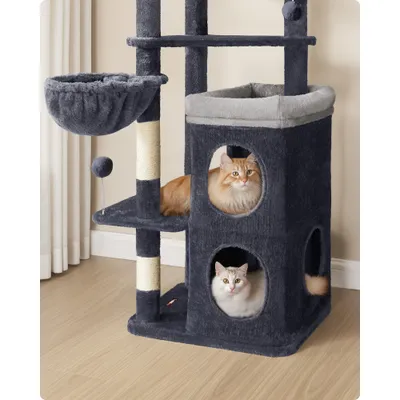 Arbre à Chat 150 cm de Haut, avec 2 Grandes Niches, 3 Plateformes