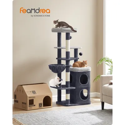 Arbre à Chat 150 cm de Haut, avec 2 Grandes Niches, 3 Plateformes