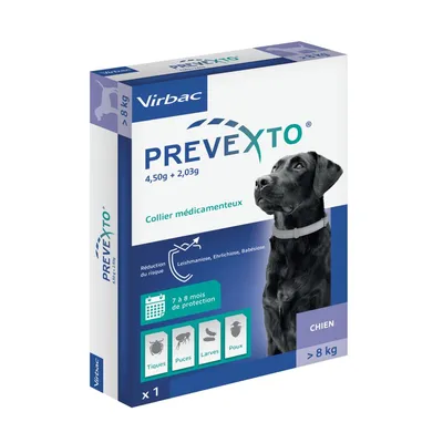 VIRBAC - Prevexto - Collier antiparasitaire Chien + 8kg