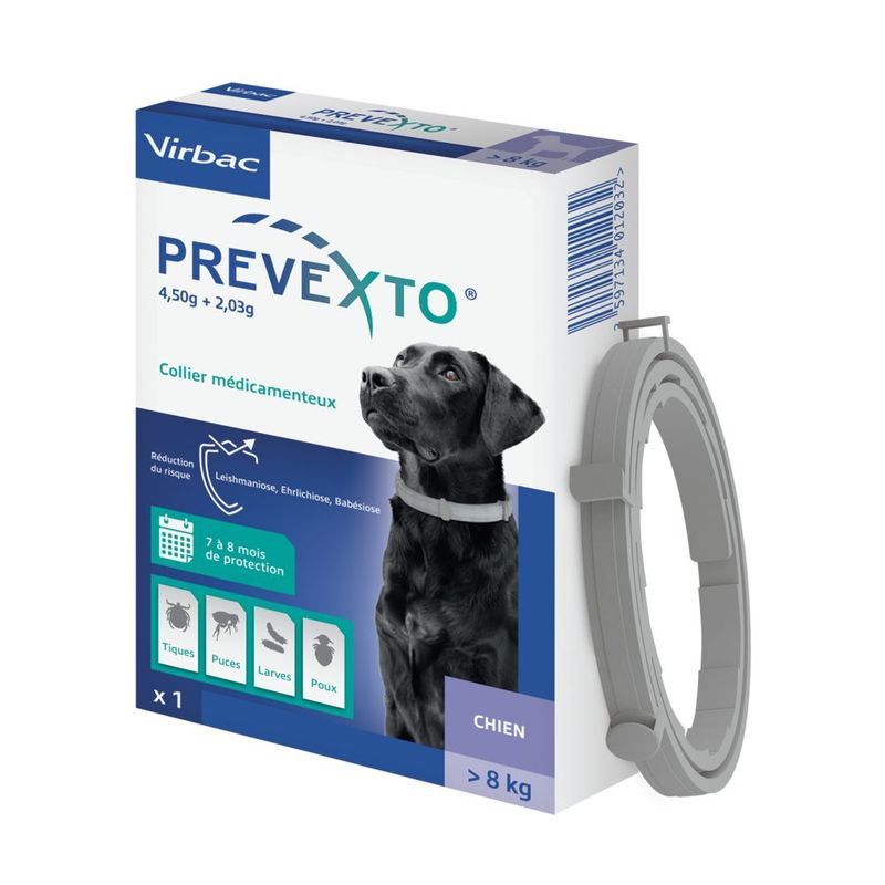 VIRBAC - Prevexto - Collier antiparasitaire Chien + 8kg
