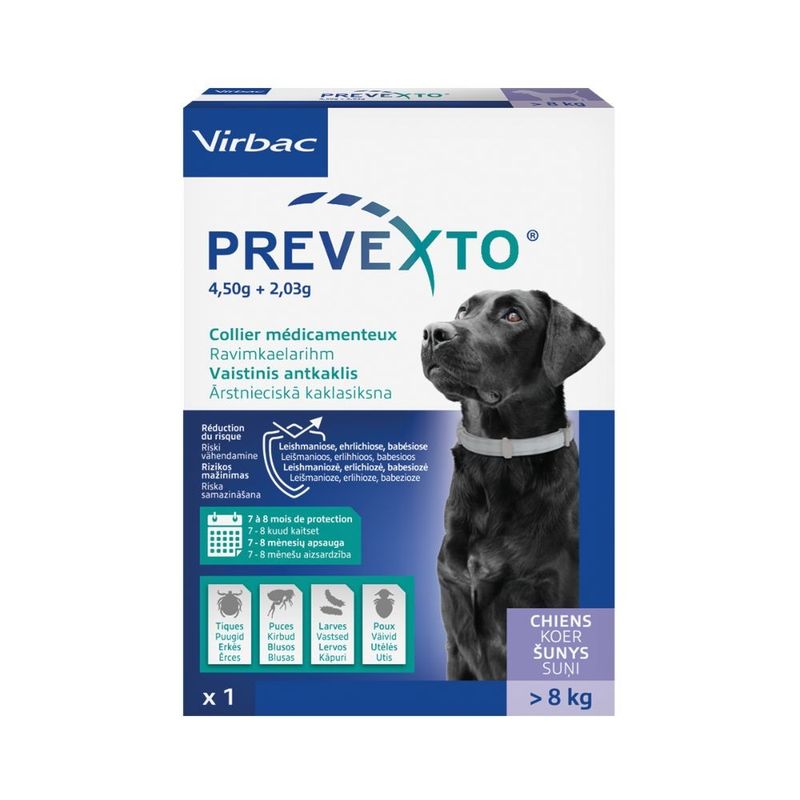 VIRBAC - Prevexto - Floh- und Zeckenhalsband für Hunde + 8 kg