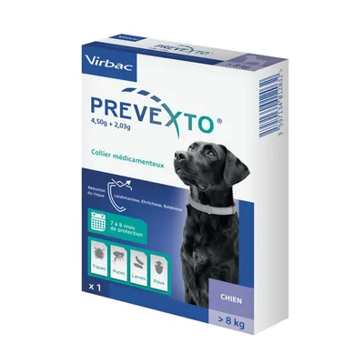 VIRBAC - Prevexto - Collier antiparasitaire Chien + 8kg