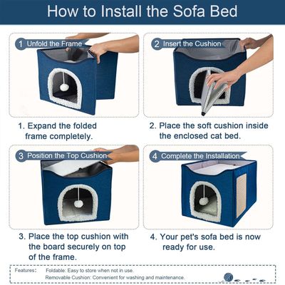 UAMLY Lit pliable à double couche pour chat