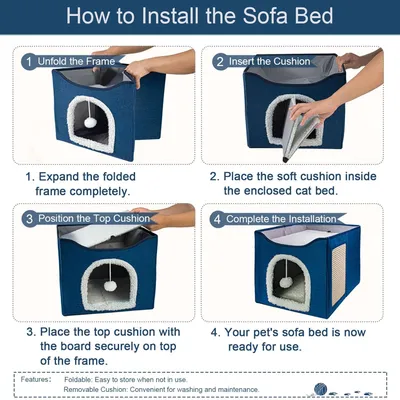 UAMLY Lit pliable à double couche pour chat