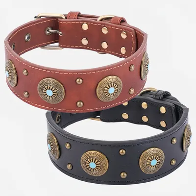 FurryFusion Collier en cuir pour chien