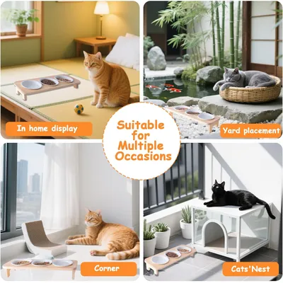 UAMLY Comederos de cerámica elevados para gatos con soporte