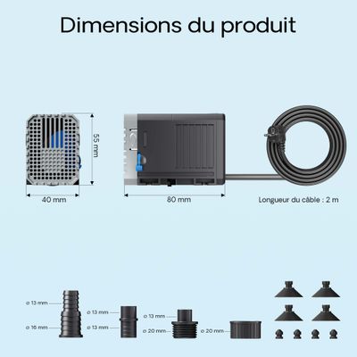 SunSun CHJ-500 Eco Pompe à eau 500l/h 7W Pompe Mini et Moyen Aquarium Débit