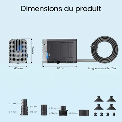 SunSun CHJ-500 Eco Pompe à eau 500l/h 7W Pompe Mini et Moyen Aquarium Débit