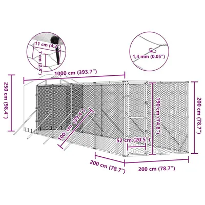 vidaXL chenil extérieur pour chiens Acier