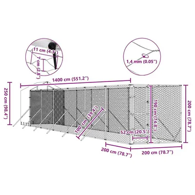 vidaXL chenil extérieur pour chiens Acier
