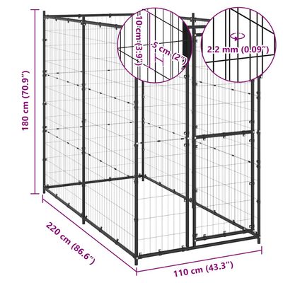 vidaXL niche pour chiens Acier