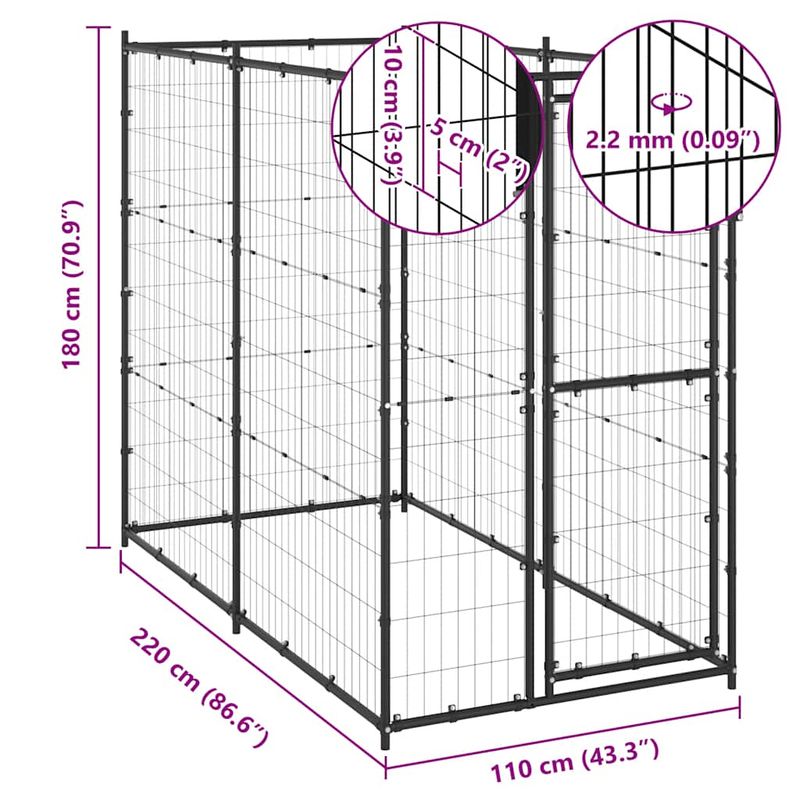 vidaXL niche pour chiens Acier