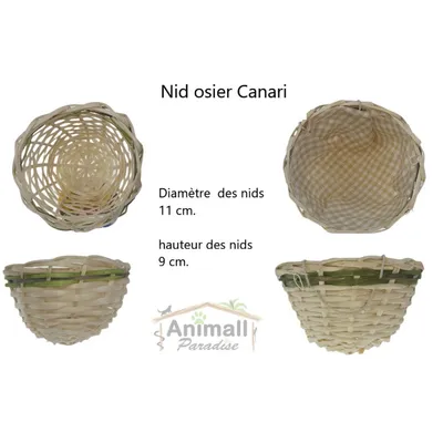 2 nids en osier pour canaris, ø 11 cm, pour oiseaux
