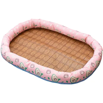 Pawzy Panier en osier pour chat - Natte rafraîchissante été (60x45cm)