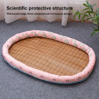 Pawzy Panier en osier pour chat - Natte rafraîchissante été (90x55cm)