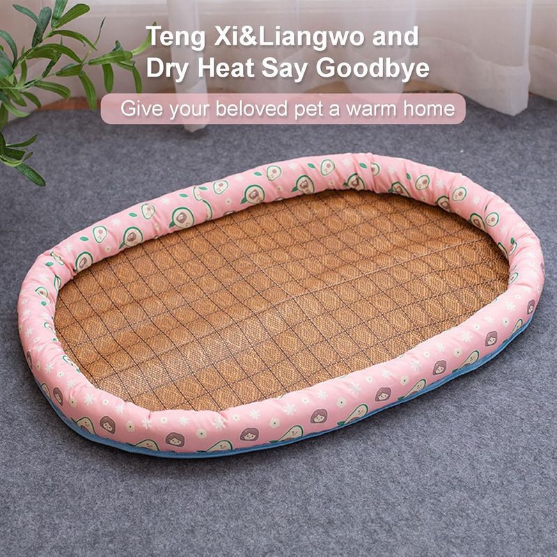 Pawzy Panier en osier pour chat - Natte rafraîchissante été (90x55cm)