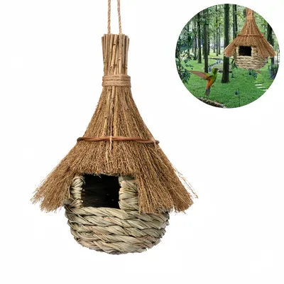 Pawzy Nichoir suspendu en paille pour oiseaux