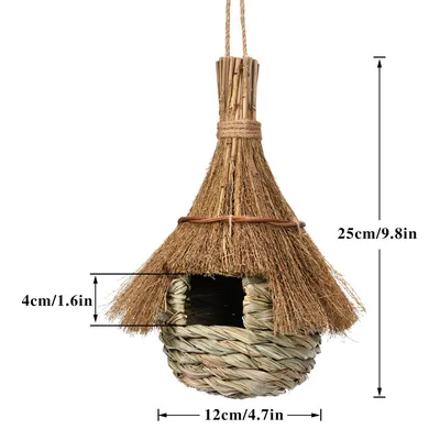 Pawzy Nichoir suspendu en paille pour oiseaux