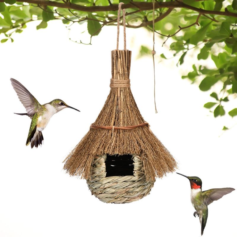 Pawzy Nichoir suspendu en paille pour oiseaux