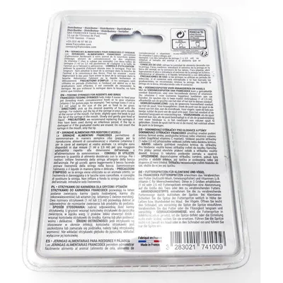 Seringues alimentaires, (lot de 2) pour oiseaux et rongeurs.